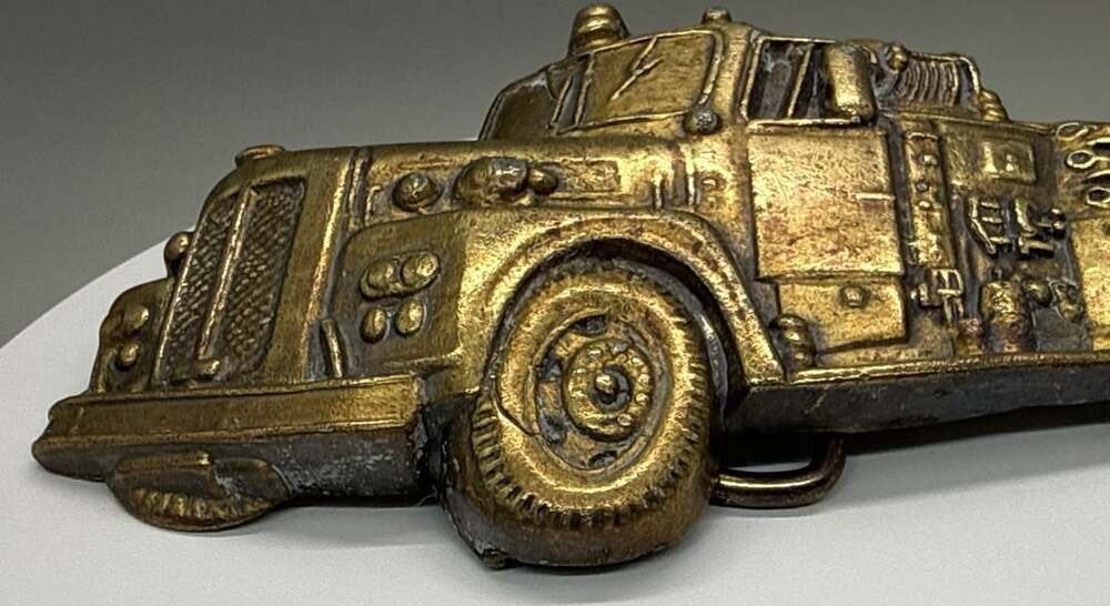 Vtg 70s Baron Solid Brass Fire Engine Truck Belt Buckle 4085 Fireman Firefighter - Picture 15 of 16